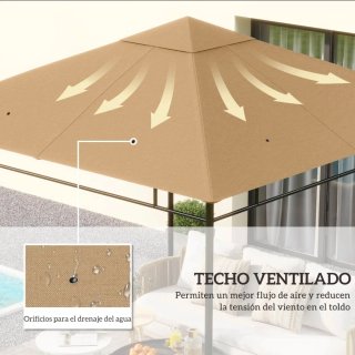 Techo Cenador Repuesto 3x3 Marrón
