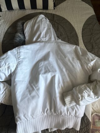 Chaqueta bomber blanca mujer capucha talla 44