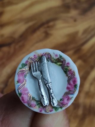 Pendientes  y sortija de plato de porcelana