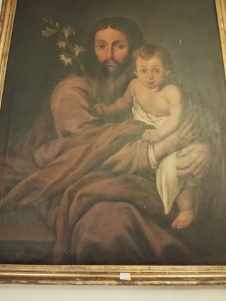 Oleo San José con niño S.XIX 116x90