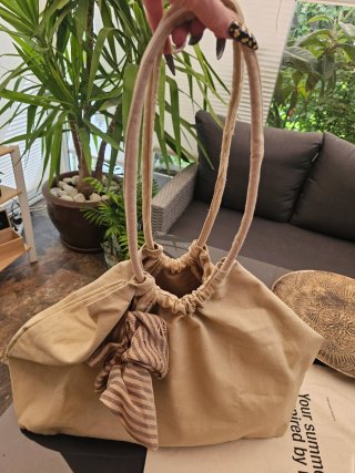 Bolso de playa de lona beige