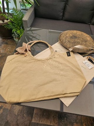 Bolso de playa de lona beige