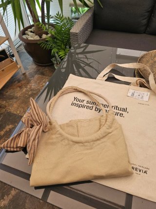 Bolso de playa de lona beige