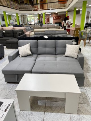 Sofa chaise longue gris convertible en cama