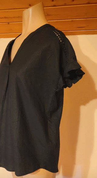Blusa de lino negra mujer
