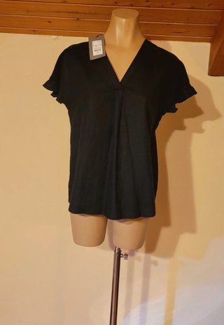 Blusa de lino negra mujer