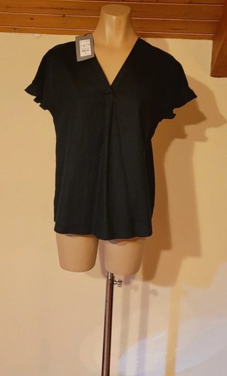 Blusa de lino negra mujer