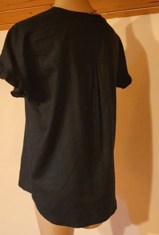 Blusa de lino negra mujer