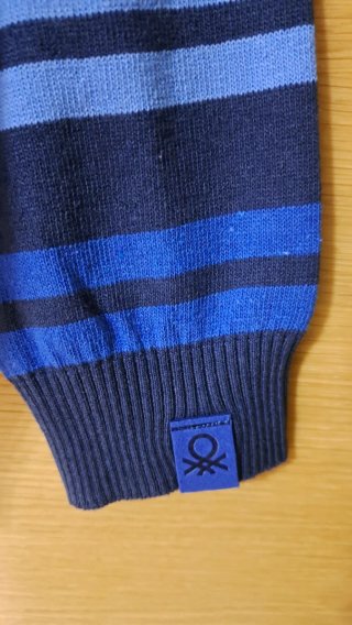 Sudadera Benetton niño azul rayas
