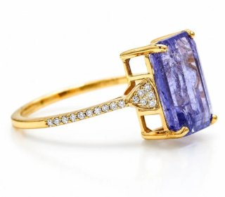 Anillo Oro 14k Tanzanita 4.82 ct. Diamante