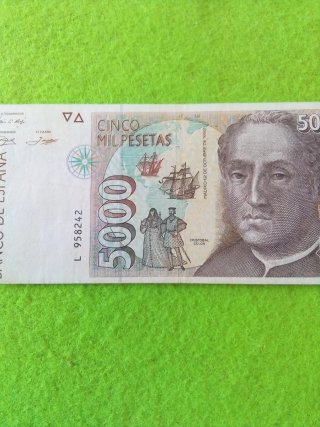 Billete 5000 Pesetas España 1992 Cristóbal Colón