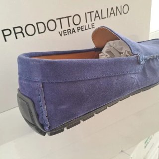 Mocassini uomo blu PELLE