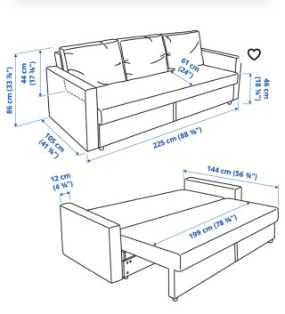 2 Sofás Cama IKEA Gris Tela