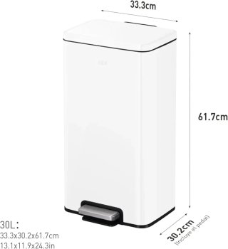 Cubo de Basura EKO Madison 30L Blanco Pedal
