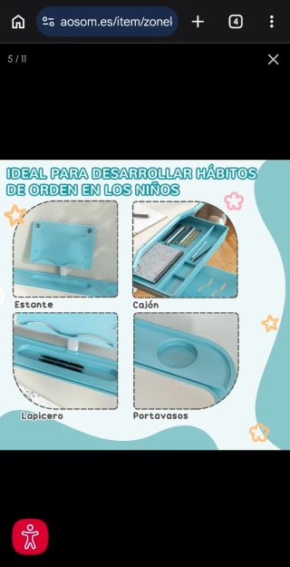 Pupitre Infantil Ajustable Azul