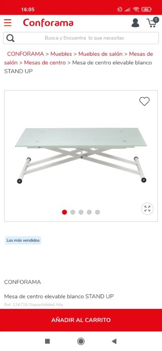 Mesa  blanca abatible de cristal templado