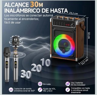 Altavoz Karaoke JYX con 2 Micrófonos UHF