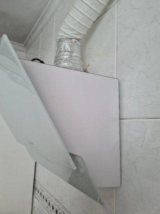 Campana extractora de cristal blanca