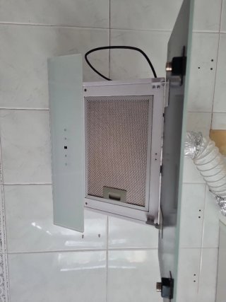 Campana extractora de cristal blanca