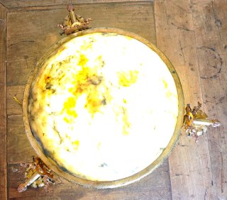 Lampadario Bronzo Dorato e Alabastro Antico