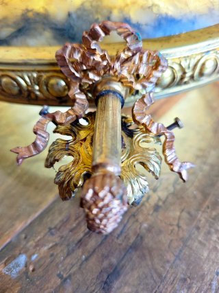 Lampadario Bronzo Dorato e Alabastro Antico