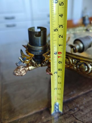 Lampadario Bronzo Dorato e Alabastro Antico