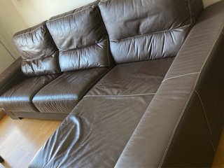 Sofá Chaise Longue Piel Marrón