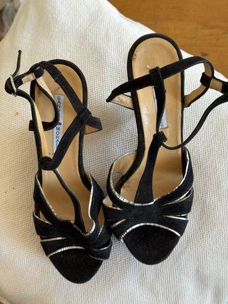 Sandalias Sandro Vintage Negras Tira Plata
