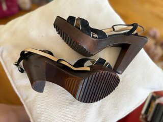 Sandalias Sandro Vintage Negras Tira Plata
