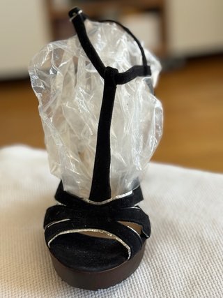 Sandalias Sandro Vintage Negras Tira Plata