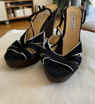 Sandalias Sandro Vintage Negras Tira Plata