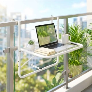Mesa Colgante Balcón Metal Blanca