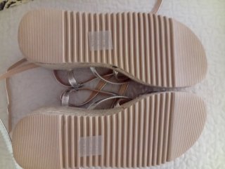 Sandalias Plataforma Tiras Plata Talla 40