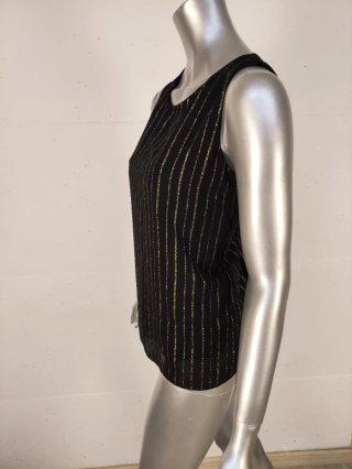 Canotta donna nera con righe oro