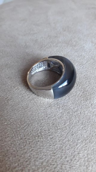 Anillo Plata 925 y Ojo de Gato Gris. T 17.5