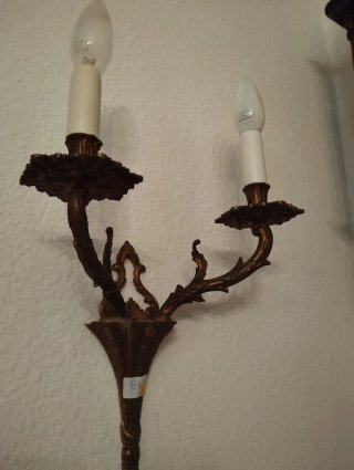 Pareja Candelabros Bronce Isabelino