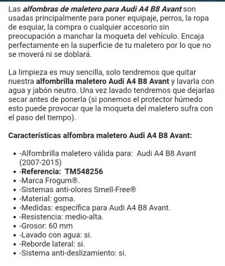 Alfombrilla Maletero 3D Audi A4 Avant marcaProline