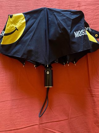 Ombrello Moschino Iconico Smiley Nero Giallo