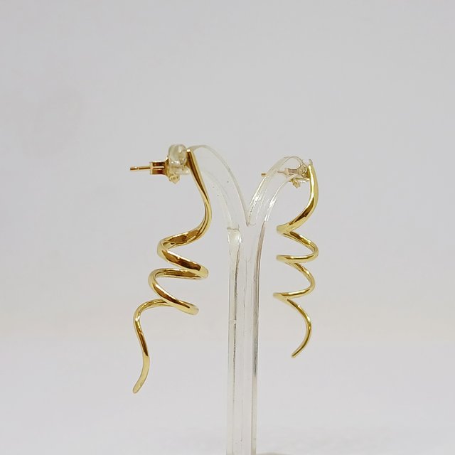 Pendientes Oro 18k Espiral Largo