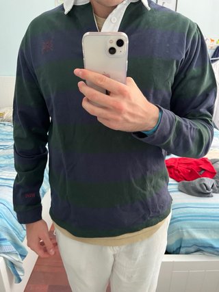 Polo WSVQ Manga Larga Rayas Verde/Azul