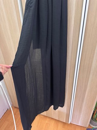 Vestido largo negro tirantes con cinturón