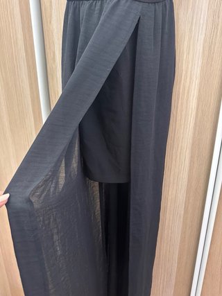 Vestido largo negro tirantes con cinturón