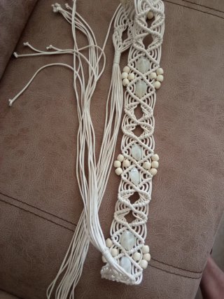 Cinturón Macramé Beige/Blanco Nuevo