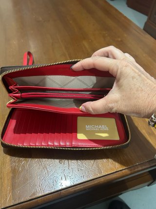 Portafoglio Michael Kors Marrone con Strisce Rosse
