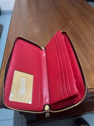 Portafoglio Michael Kors Marrone con Strisce Rosse