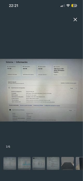 HP ProDesk 4650G Ryzen 5 PRO 16GB SSD con Wifi