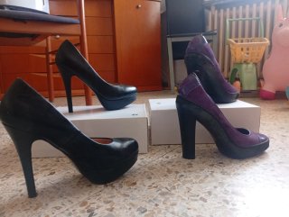 Zapatos de tacón negros y morados T.38/39