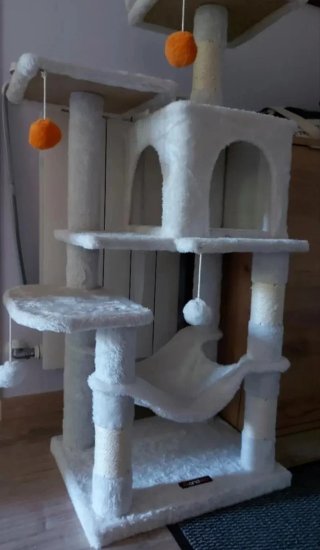 Torre para gatos Feandrea blanco crema