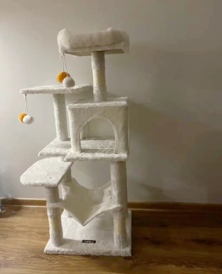 Torre para gatos Feandrea blanco crema