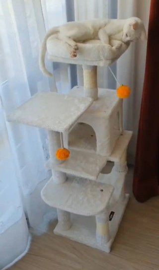 Torre para gatos Feandrea blanco crema